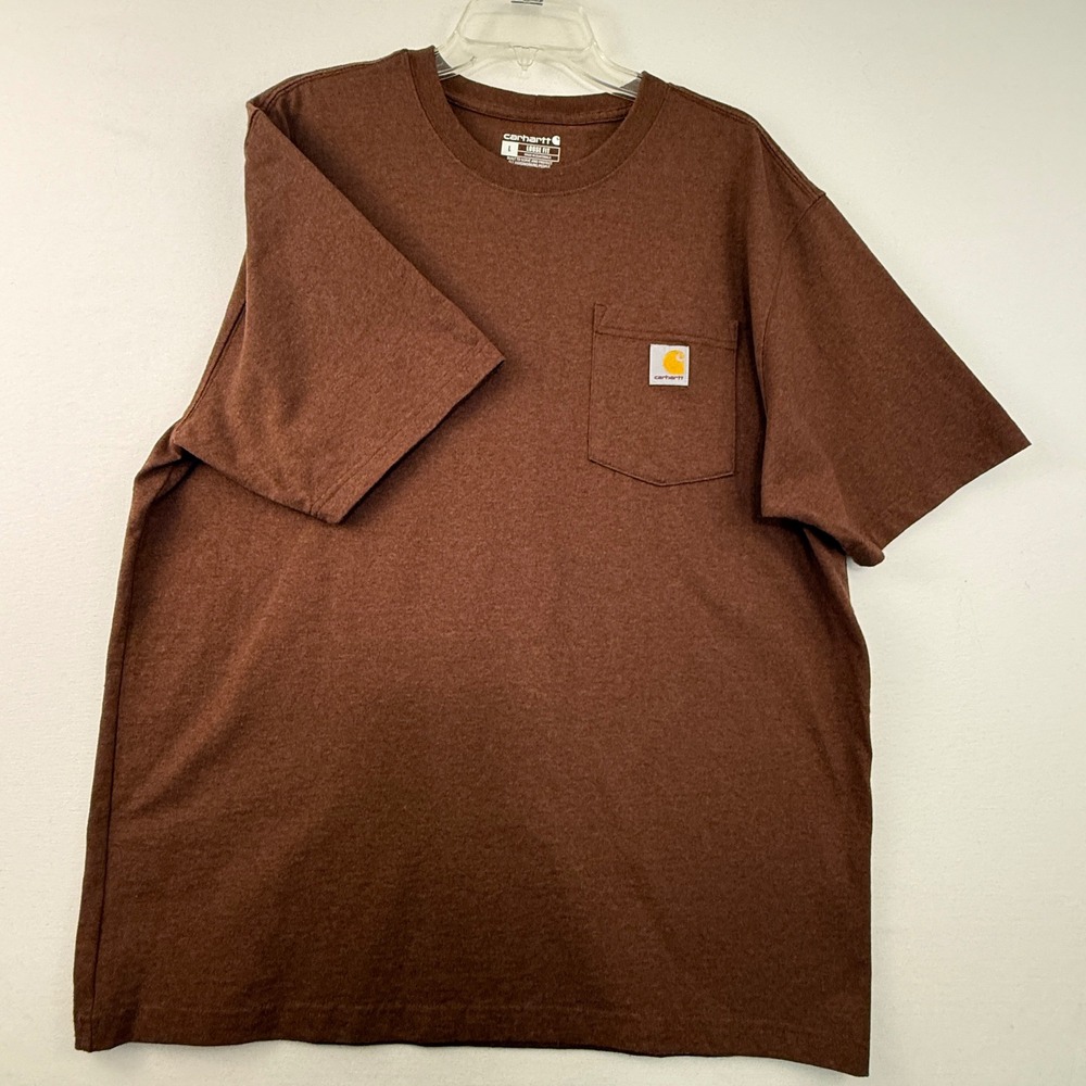 Carhartt K87 Mens Large Loose Fit Pocket T Shirt Brown Cotton Polyester‎ - Picture 2 of 12